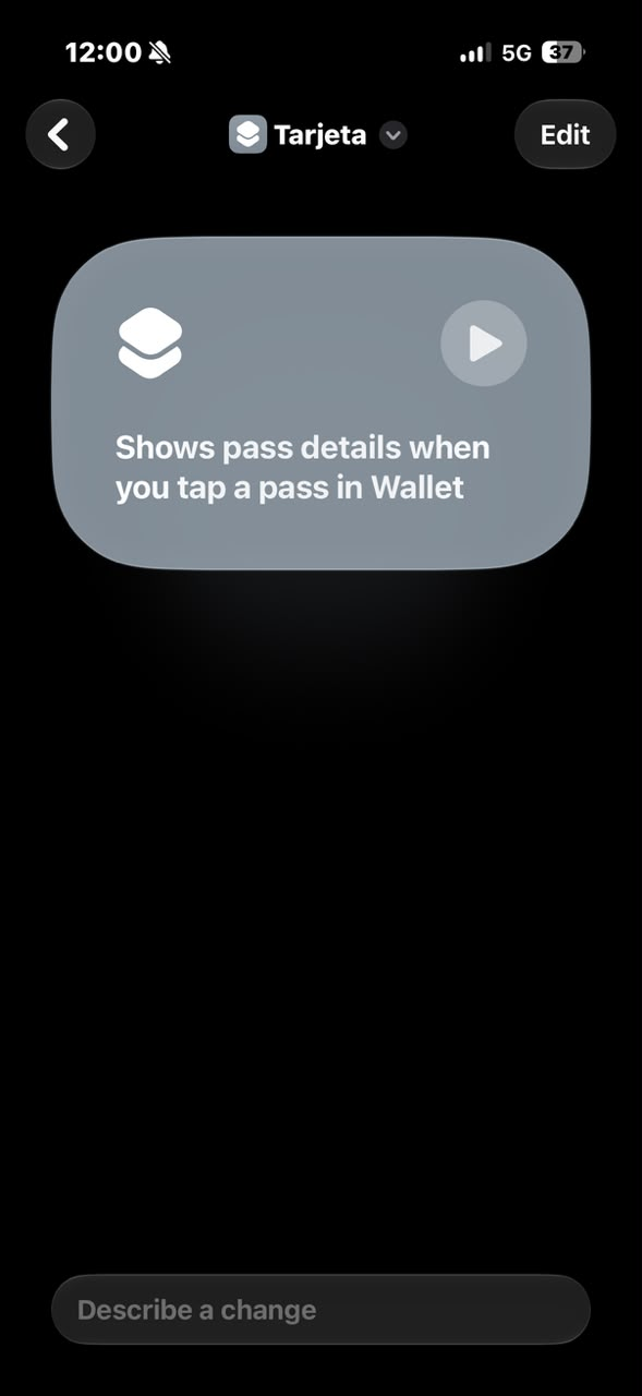 Automatización asociada a una transacción de Apple Wallet