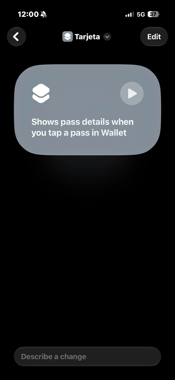 Automatización asociada a una transacción de Apple Wallet